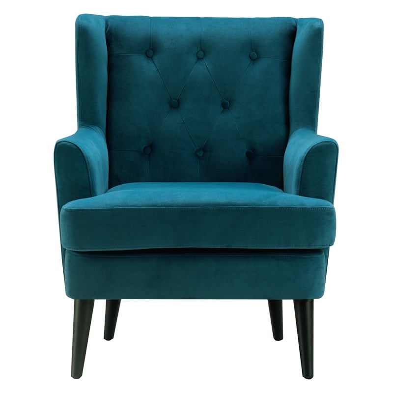 Elle Decor Celeste Tufted Velvet Accent Chair French Teal