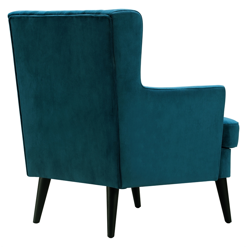Elle Decor Celeste Tufted Velvet Accent Chair French Teal