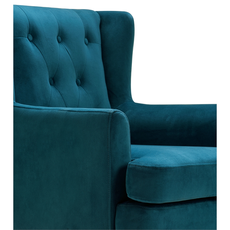 Elle Decor Celeste Tufted Velvet Accent Chair French Teal