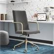 Elle Decor Giselle Gold Desk Chair French Light Gray Velvet