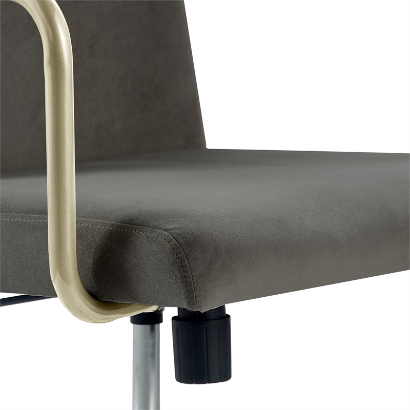Elle Decor Giselle Gold Desk Chair French Light Gray Velvet