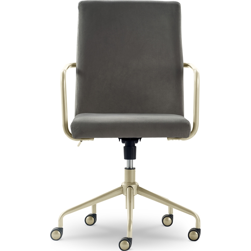 Elle Decor Giselle Gold Desk Chair French Light Gray Velvet