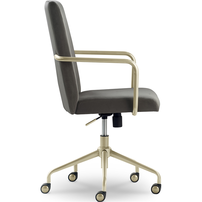 Elle Decor Giselle Gold Desk Chair French Light Gray Velvet