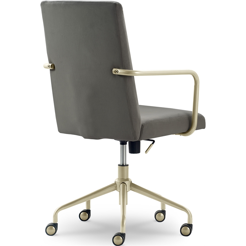 Elle Decor Giselle Gold Desk Chair French Light Gray Velvet