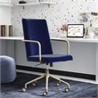 Elle Decor Giselle Gold Desk Chair Navy Blue Velvet