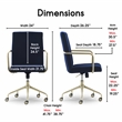 Elle Decor Giselle Gold Desk Chair Navy Blue Velvet