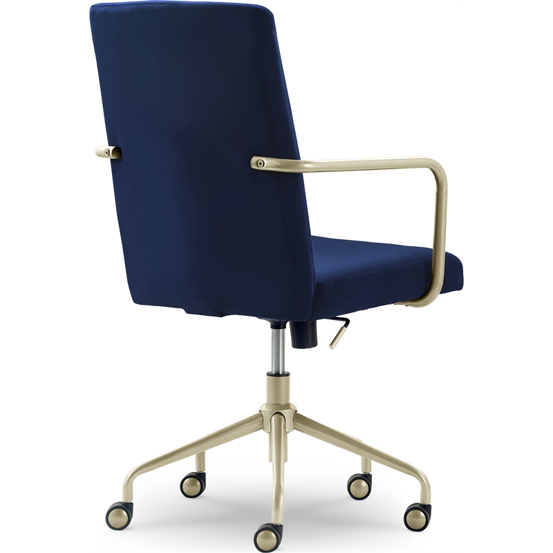Elle Decor Giselle Gold Desk Chair Navy Blue Velvet