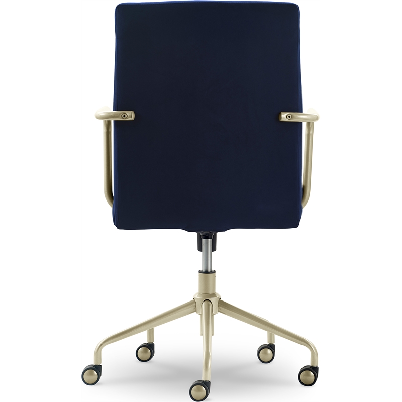 Elle Decor Giselle Gold Desk Chair Navy Blue Velvet