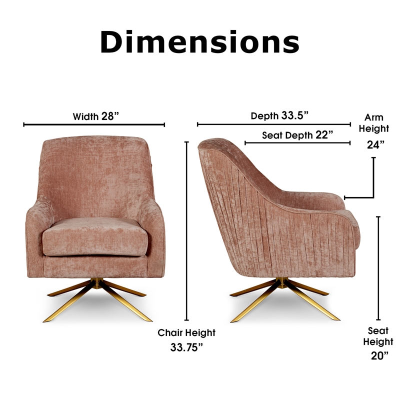 Elle Decor Jolie Swivel Lounge Chair Mauve Velvet