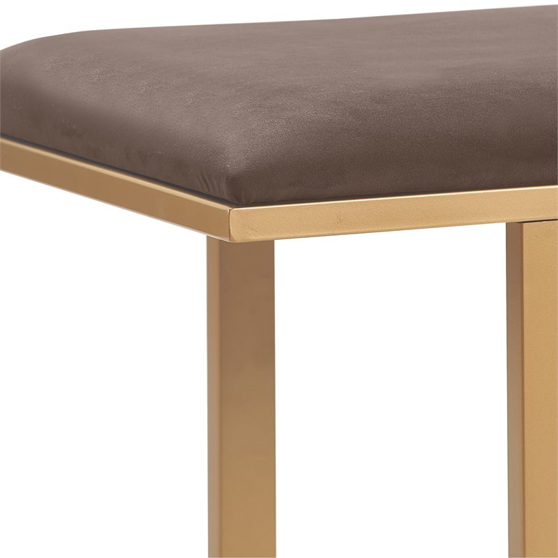 Elle Decor Remi Velvet Upholstered Bench Chocolate Brown