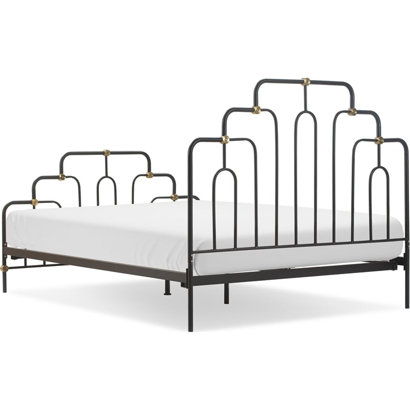 Elle Decor Astrid Queen Size Bed Black and Brass