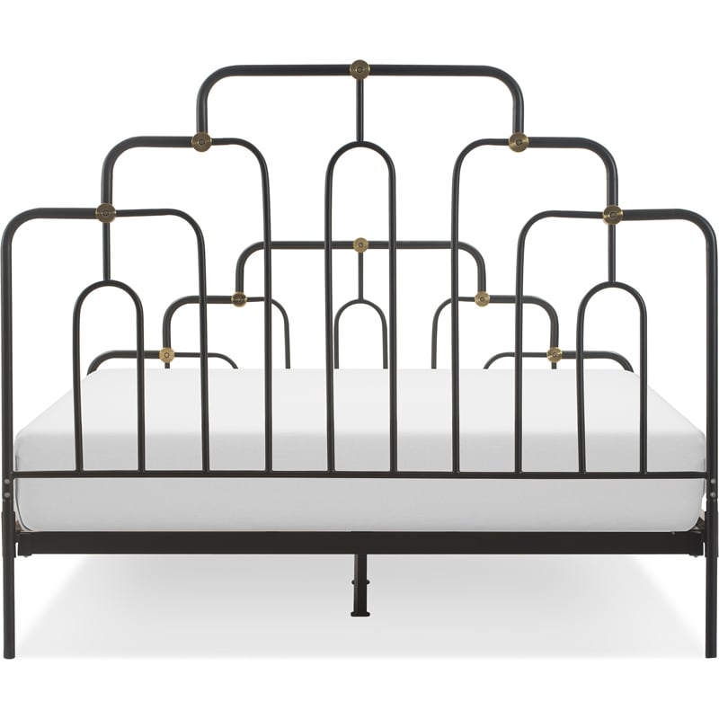 Elle Decor Astrid Queen Size Bed Black and Brass