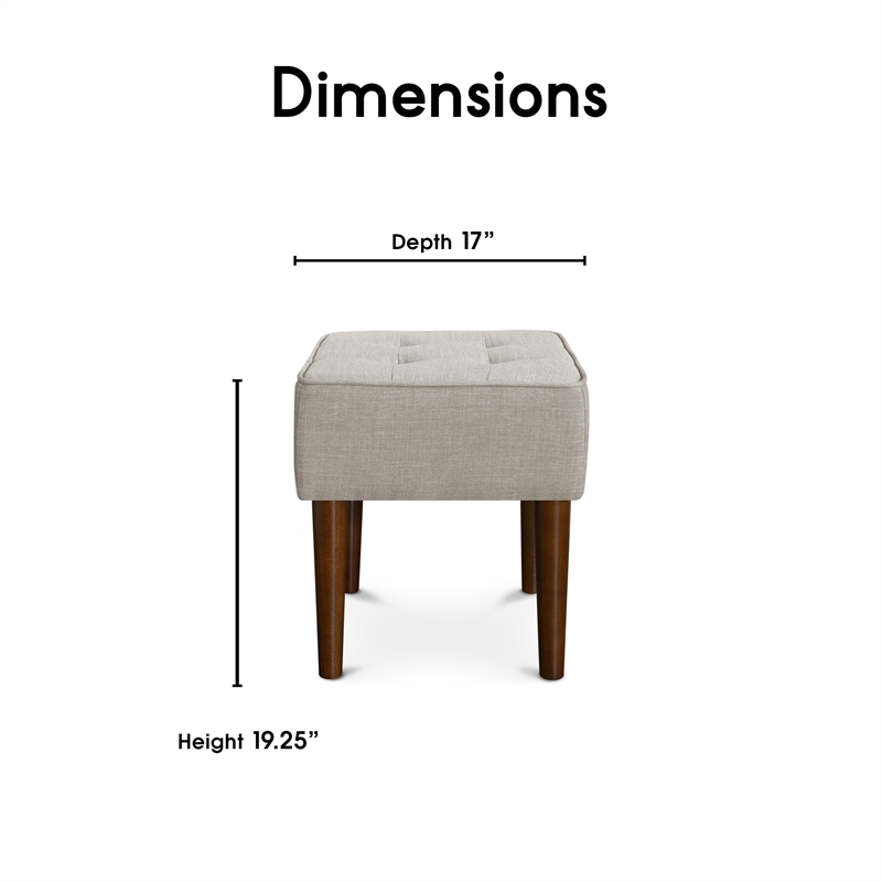 Elle Decor Aria Square Tufted Stool French Dove