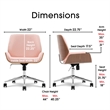 Elle Decor Ophelia Home Office Desk Chair Modern Ergonomic Woven Fabric Pink