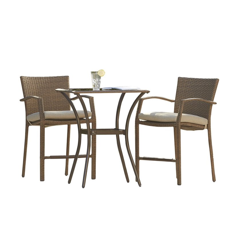 Cosco Outdoor Lakewood Ranch Steel Wicker High Top Patio Bistro Set
