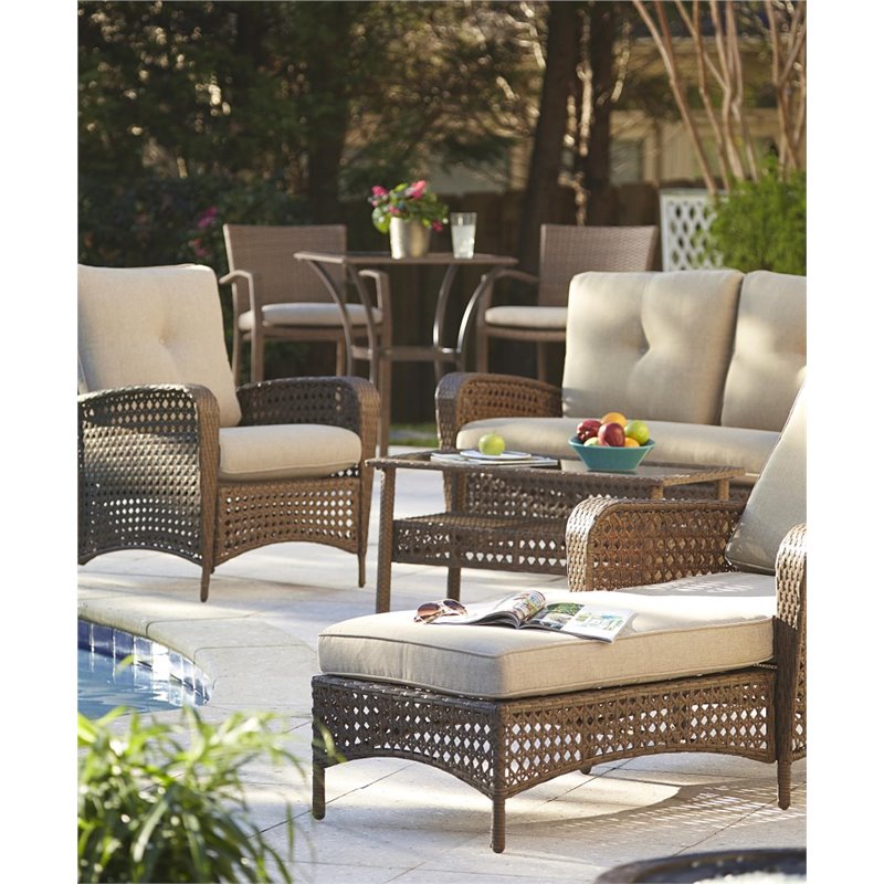 Cosco Outdoor Lakewood Ranch Steel Wicker High Top Patio Bistro Set