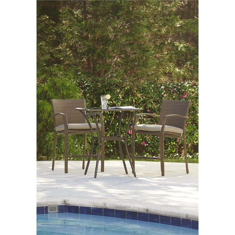 Cosco Outdoor Lakewood Ranch Steel Wicker High Top Patio Bistro Set
