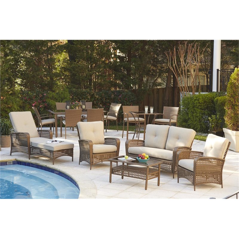 Cosco Outdoor Lakewood Ranch Steel Wicker High Top Patio Bistro Set