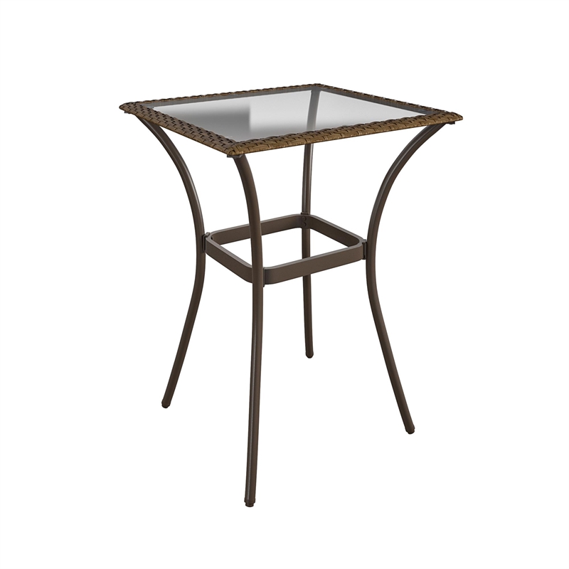 Cosco Outdoor Lakewood Ranch Steel Wicker High Top Patio Bistro Set