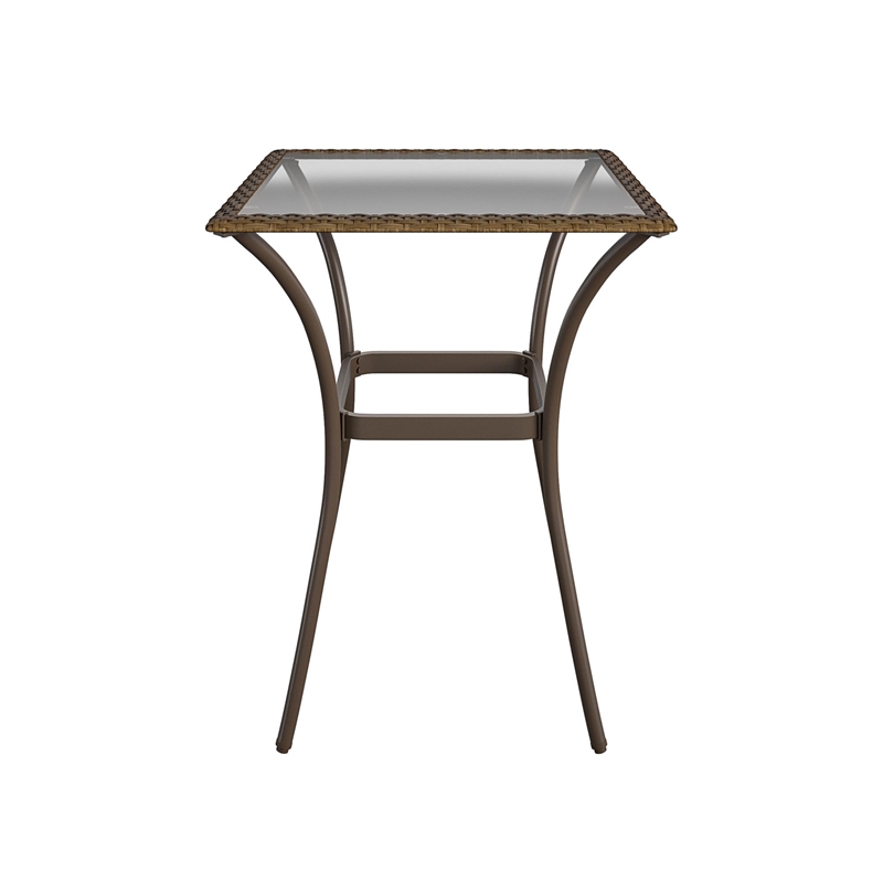 Cosco Outdoor Lakewood Ranch Steel Wicker High Top Patio Bistro Set