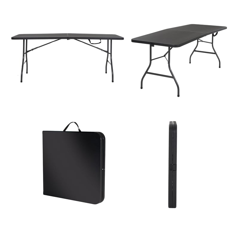 Cosco 6' Centerfold Blow Molded Folding Table in Black