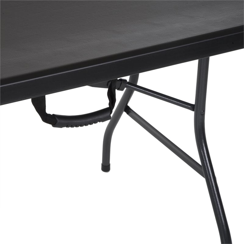 COSCO Deluxe 8' x 30'' Fold-in-Half Blow Molded Folding Table in Black
