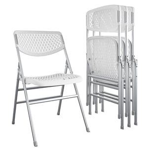 COSCO Commercial Resin Mesh Folding Chair in White (4-Pack)