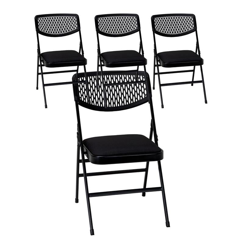 COSCO Ultra Comfort Commercial XL Padded Folding Chair in  Black 4-Pack