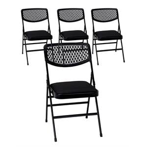 COSCO Ultra Comfort Commercial XL Padded Folding Chair in  Black 4-Pack