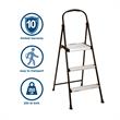 COSCO Three-Step Folding Step Stool with Rubber Hand Grip in Black