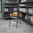 COSCO Three-Step Folding Step Stool with Rubber Hand Grip in Black
