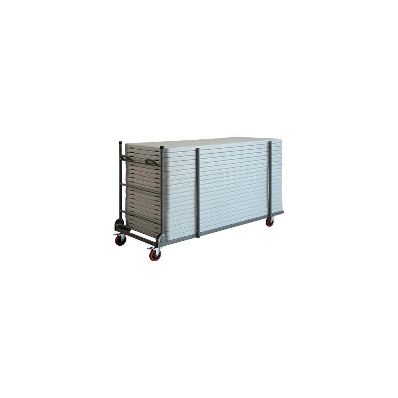 ZOWN Commercial Rectangular Folding Table Trolley Cart in Gray