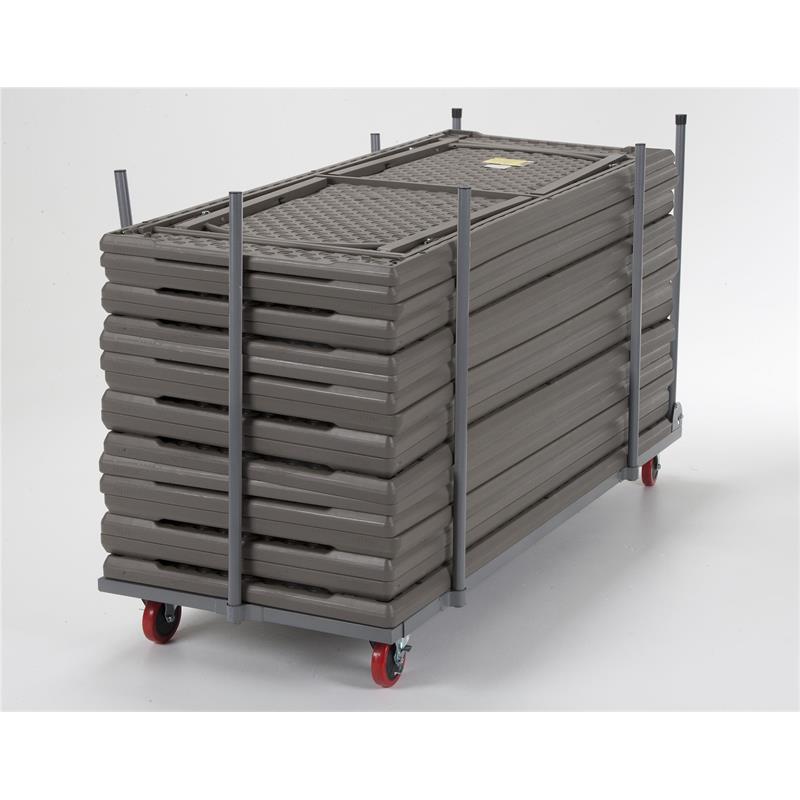 ZOWN Commercial Rectangular Folding Table Trolley Cart in Gray