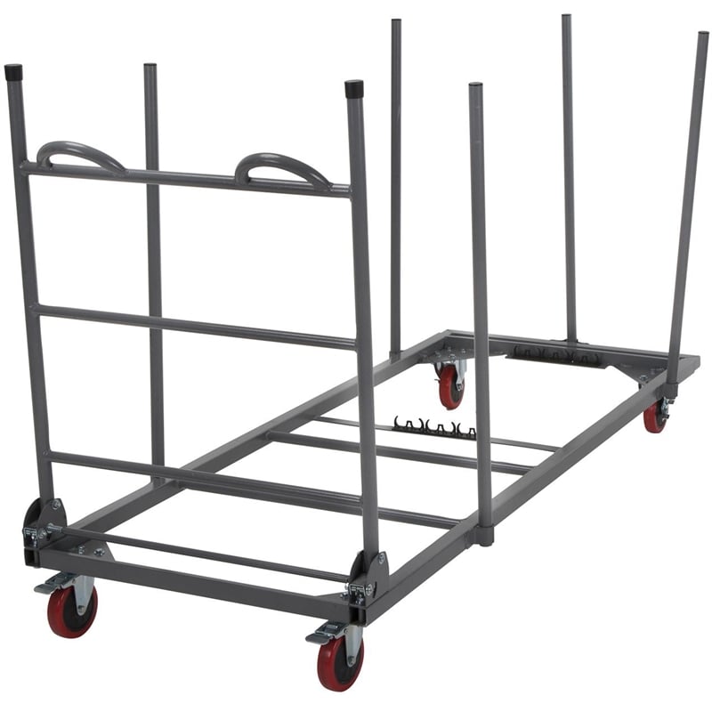 ZOWN Commercial Rectangular Folding Table Trolley Cart in Gray