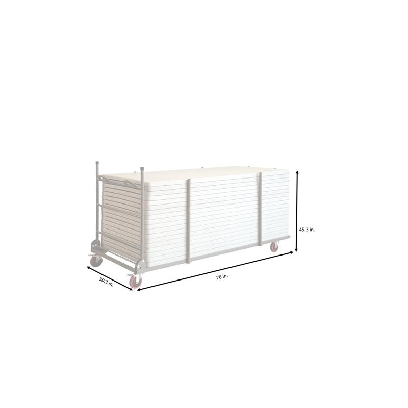ZOWN Commercial Rectangular Folding Table Trolley Cart in Gray