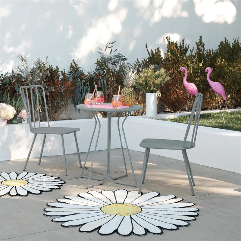 Novogratz Poolside Gossip Heidi 3-Piece Indoor/Outdoor Bistro Set in Light Gray