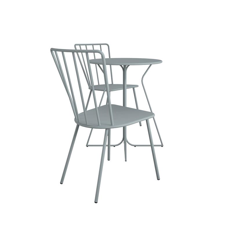Novogratz Poolside Gossip Heidi 3-Piece Indoor/Outdoor Bistro Set in Light Gray