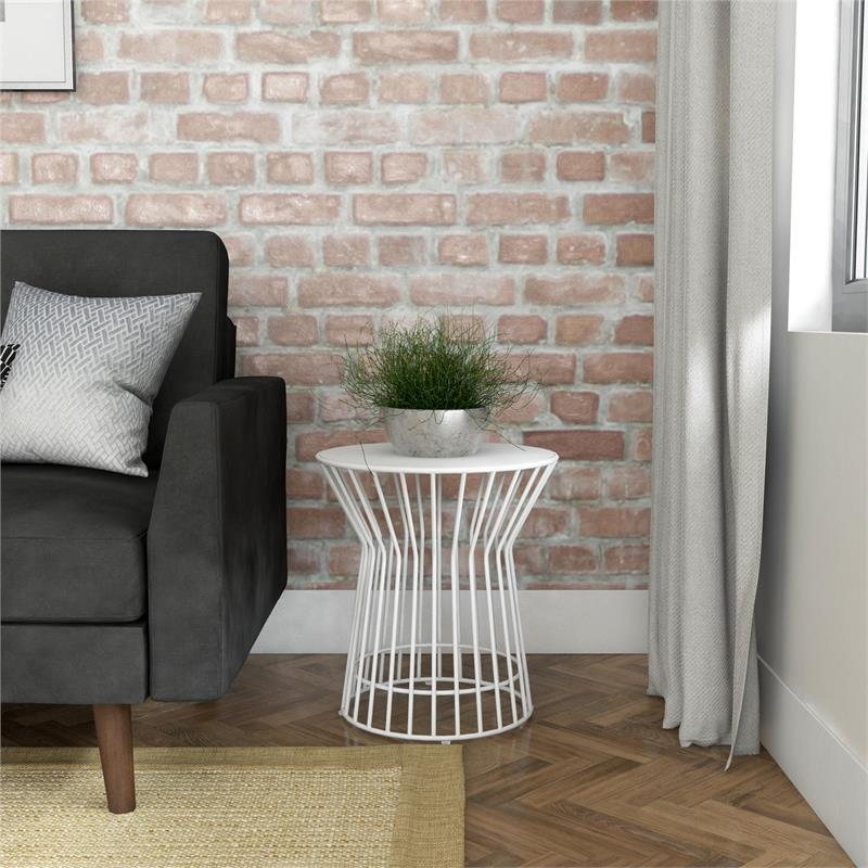 Novogratz Poolside Gossip Collection Roberta Outdoor/Indoor Side Table in White