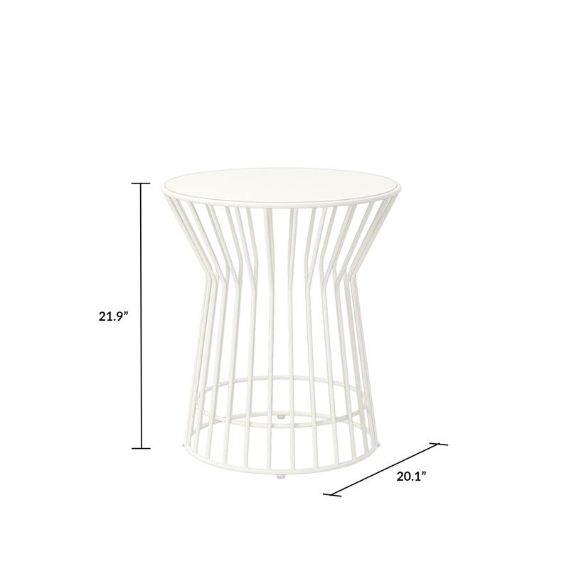 Novogratz Poolside Gossip Collection Roberta Outdoor/Indoor Side Table in White