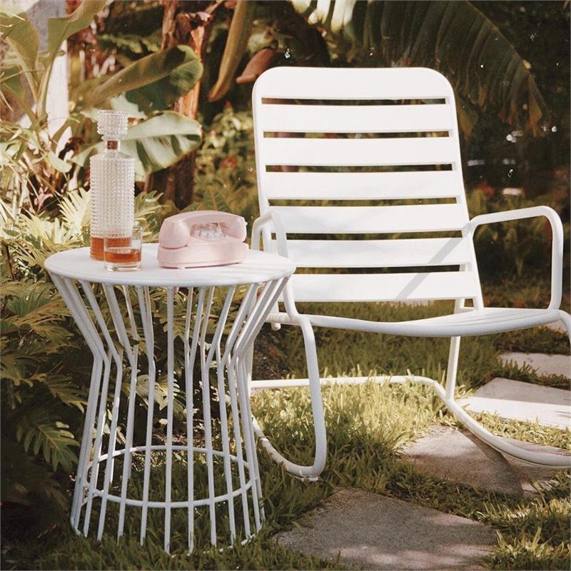 Novogratz Poolside Gossip Collection Roberta Outdoor/Indoor Side Table in White