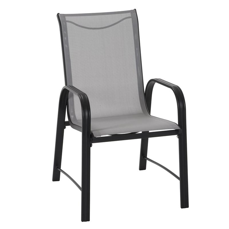 COSCO Outdoor Living Paloma Patio Dining Chairs Light Gray Sling (6-Pack)