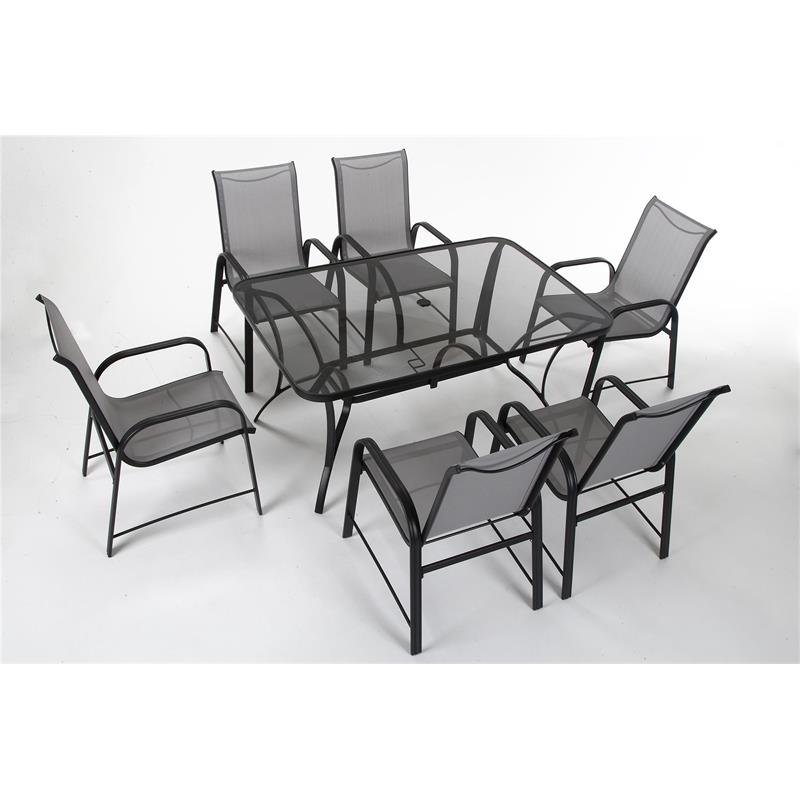 COSCO Outdoor Living Paloma Patio Dining Chairs Light Gray Sling (6-Pack)