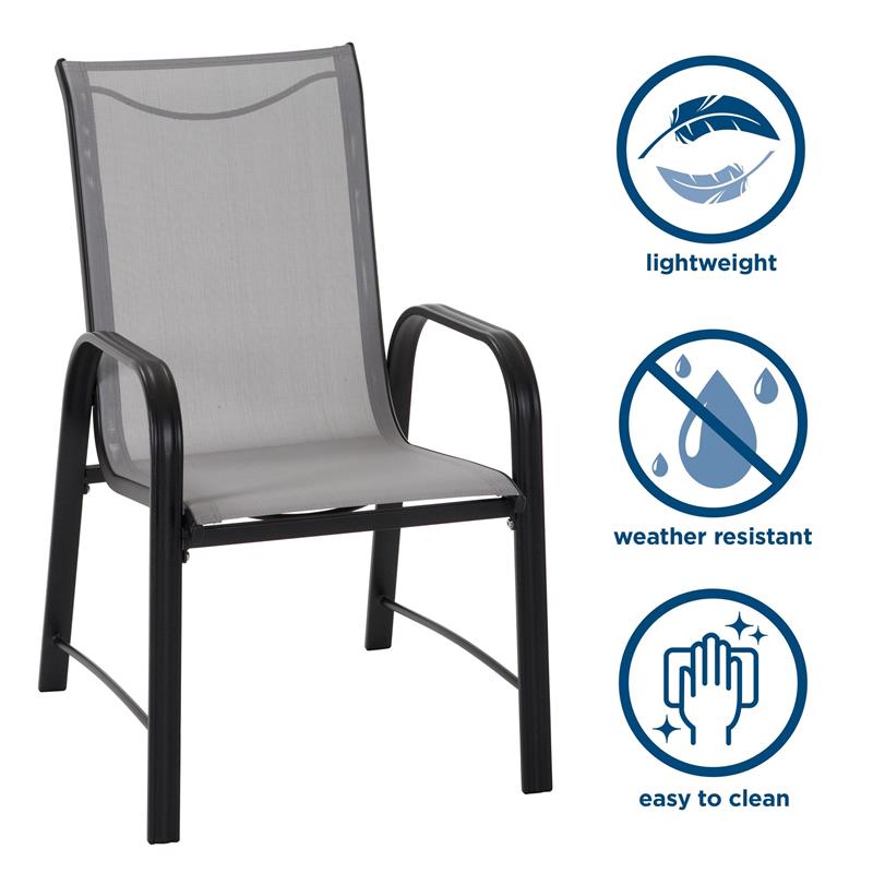 COSCO Outdoor Living Paloma Patio Dining Chairs Light Gray Sling (6-Pack)