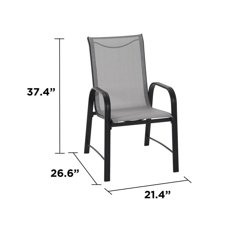 COSCO Outdoor Living Paloma Patio Dining Chairs Light Gray Sling (6-Pack)