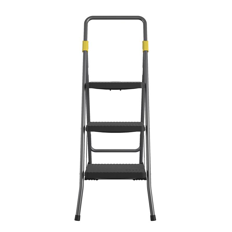 COSCO 3-Step Folding Steel Step Stool ANSI Type 1A Commercial in Grey/Orange