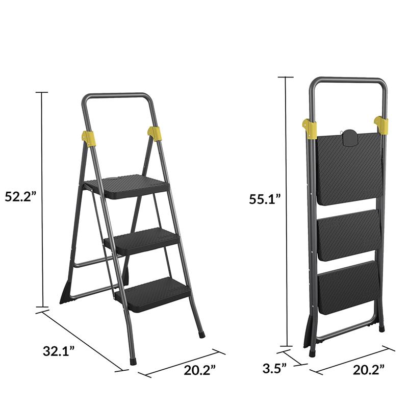 COSCO 3-Step Folding Steel Step Stool ANSI Type 1A Commercial in Grey/Orange