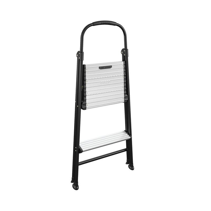 COSCO Two-Step Folding Step Stool with Rubber Hand Grip in Black