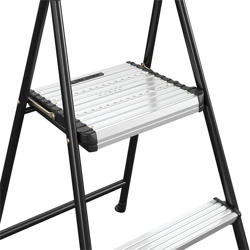 COSCO Two-Step Folding Step Stool with Rubber Hand Grip in Black