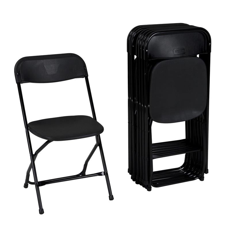 ZOWN Premium Commercial Plastic Indoor/Outdoor Folding Chair in Black (8-Pack)
