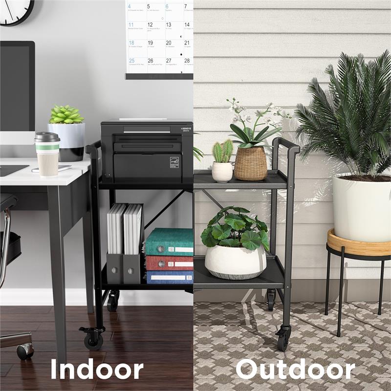 COSCO Outdoor Living Outdoor and Indoor Folding Serving Cart in Black